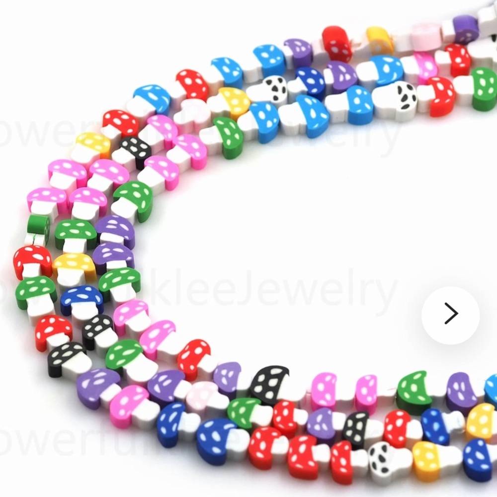 Mixed Color Mushroom Polymer Clay Beaded Garland